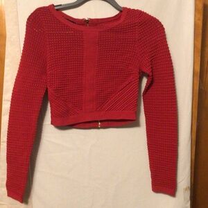 Minimalist modern preppy boxy cropped knitted top By Bebe SZ S/P valentine day